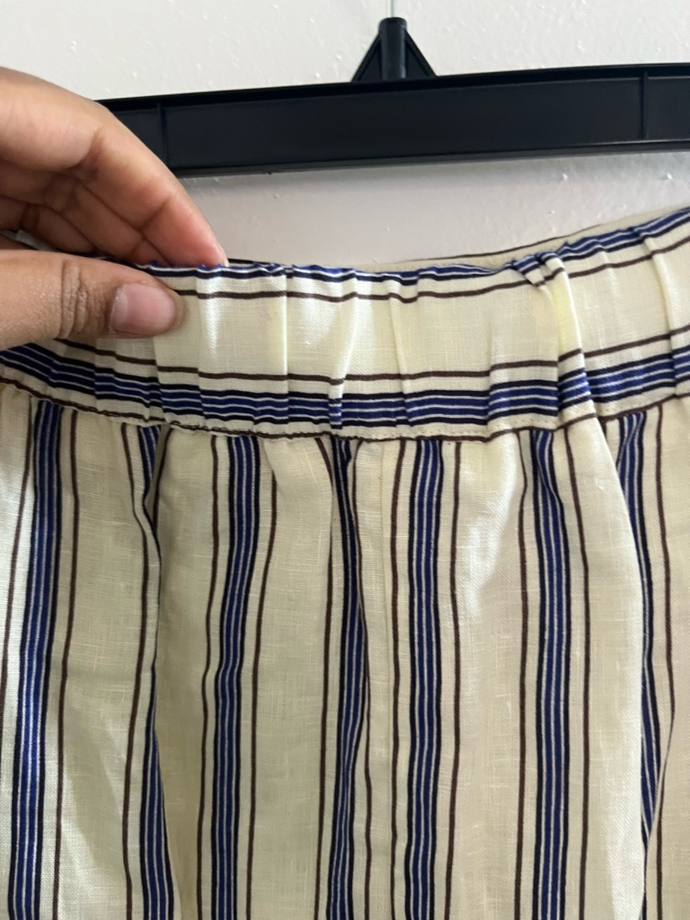 Mango Cream Maxi Skirt with Navy Vertical Stripes - Picture 5 of 9